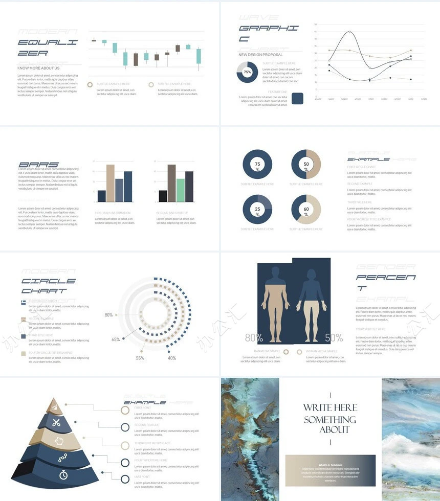 时尚水彩风格通用PPT模板(83)