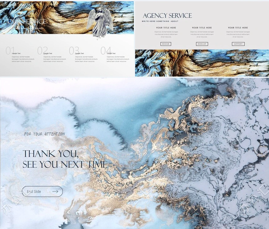 时尚水彩风格通用PPT模板(83)