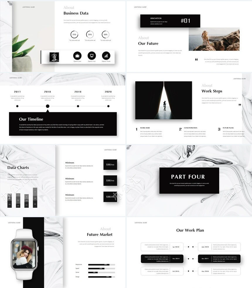 时尚水彩风格通用PPT模板(84)