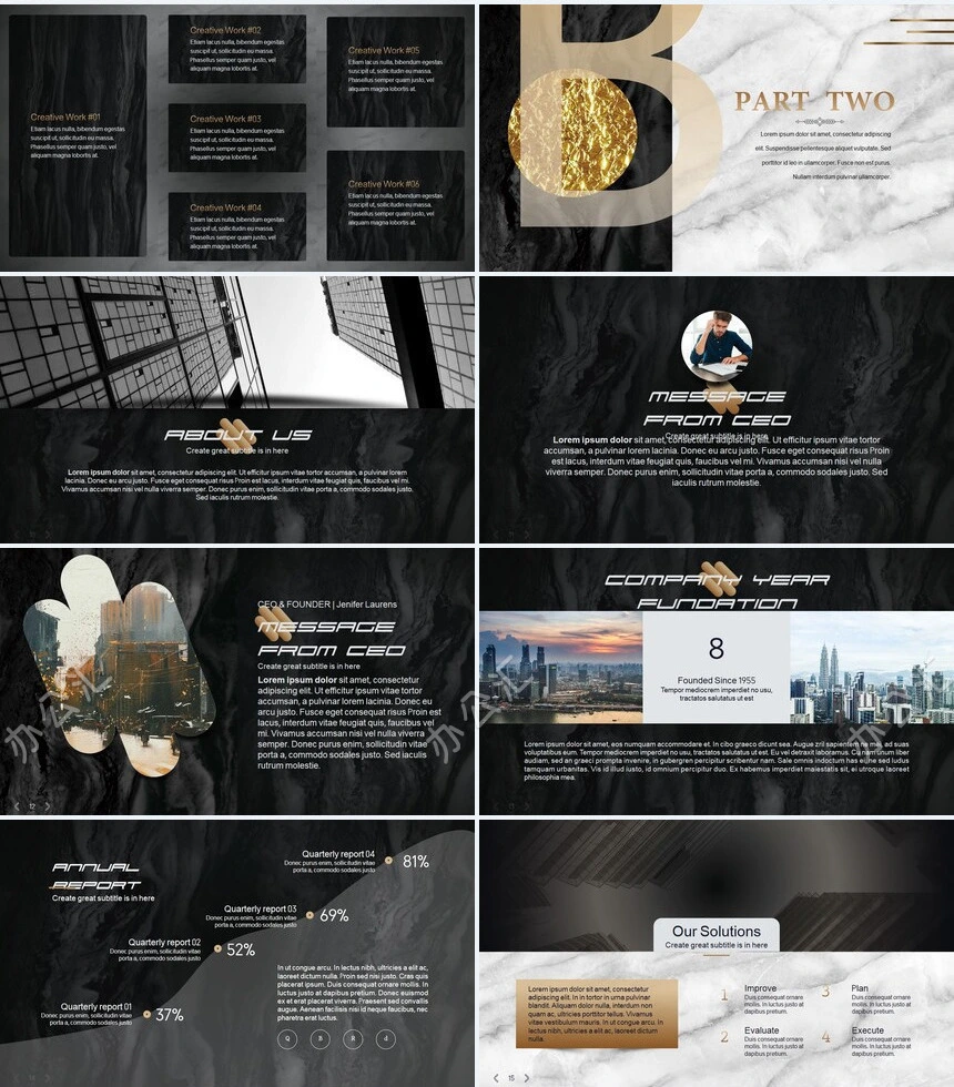 时尚水彩风格通用PPT模板(91)