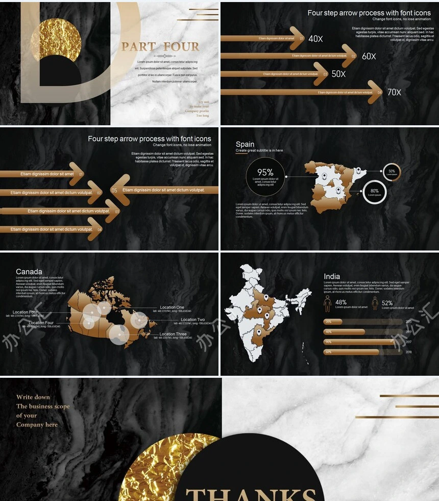 时尚水彩风格通用PPT模板(91)