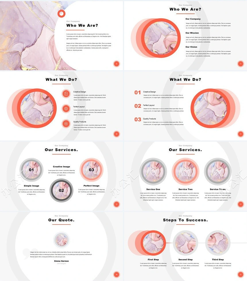 时尚水彩风格通用PPT模板(92)