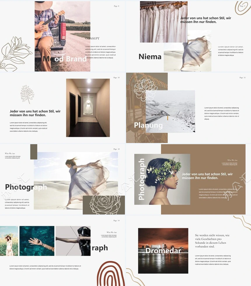 莫兰迪风格通用PPT模板(10)