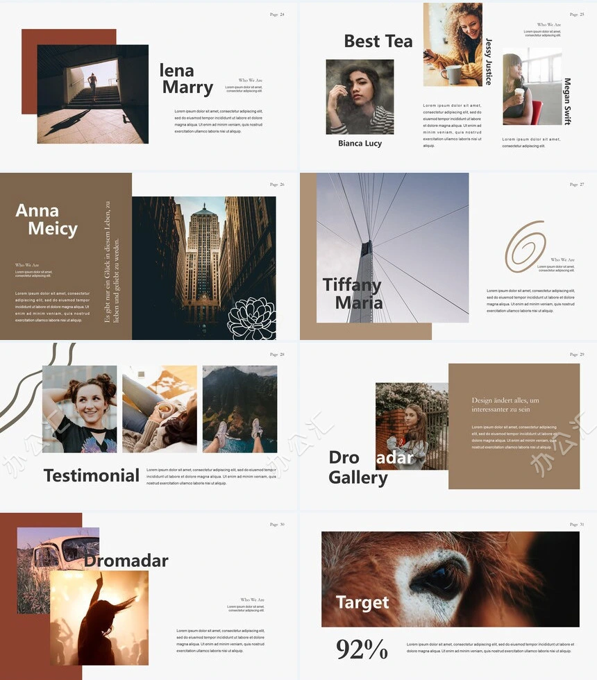 莫兰迪风格通用PPT模板(10)