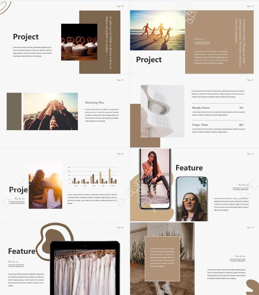 莫兰迪风格通用PPT模板(10)