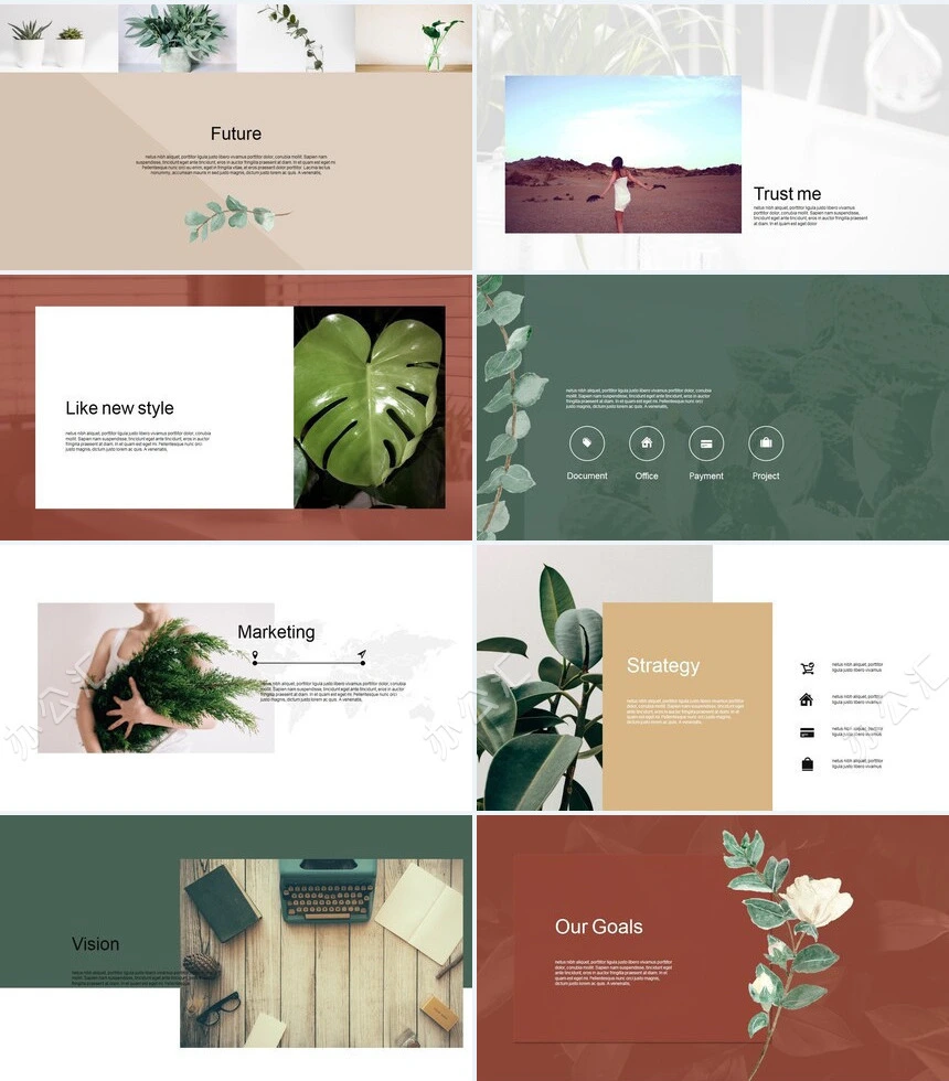 莫兰迪风格通用PPT模板(12)