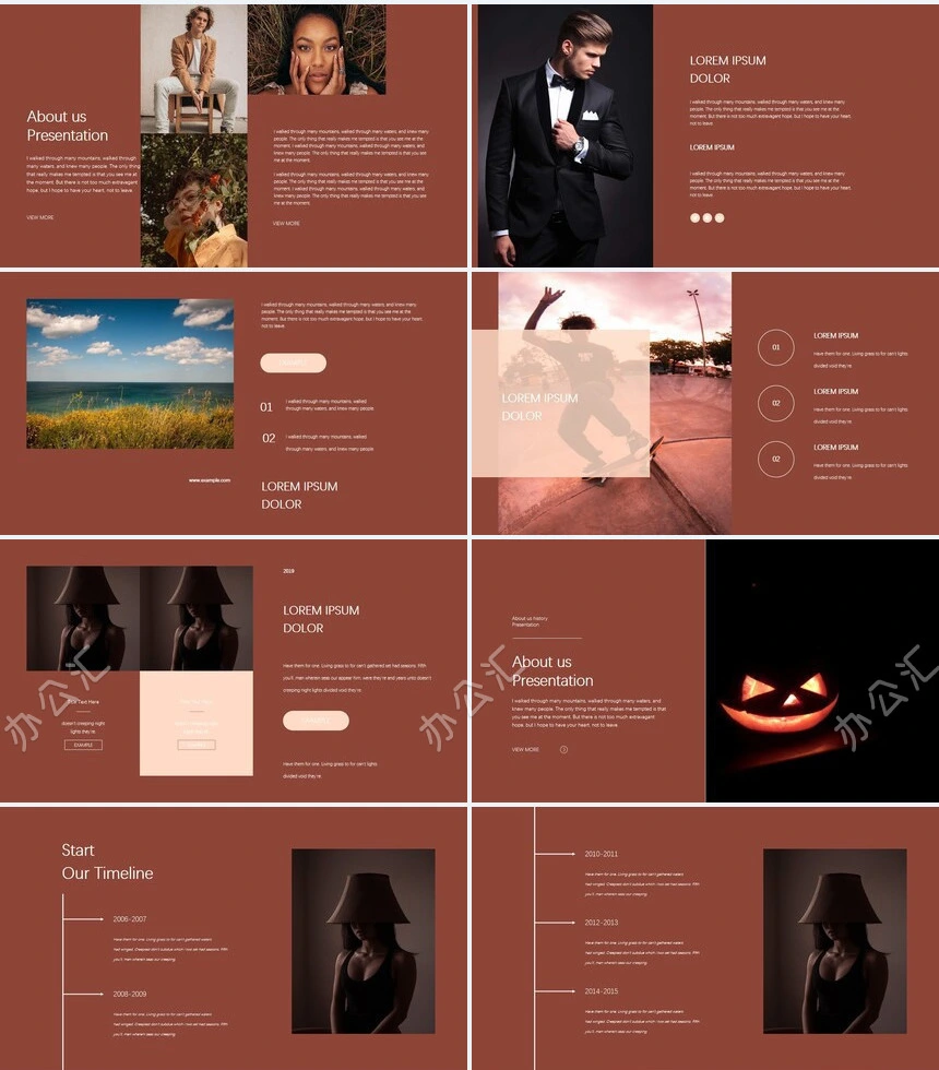 莫兰迪风格通用PPT模板(36)