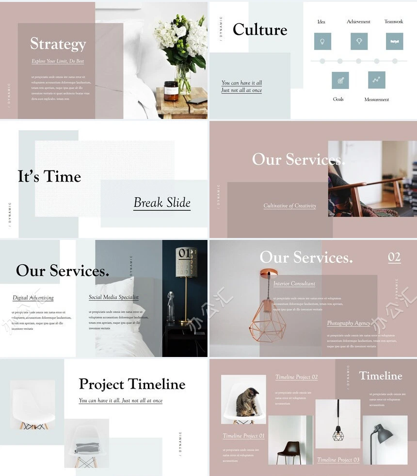 莫兰迪风格通用PPT模板(37)