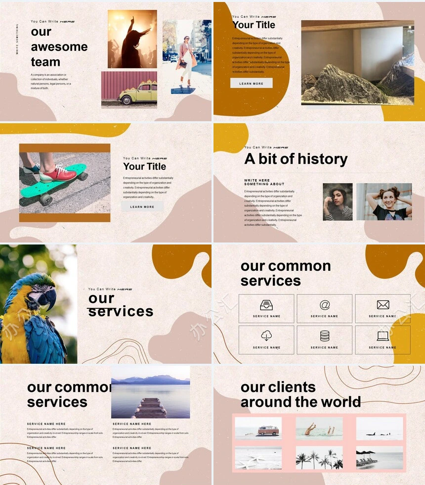 莫兰迪风格通用PPT模板(41)