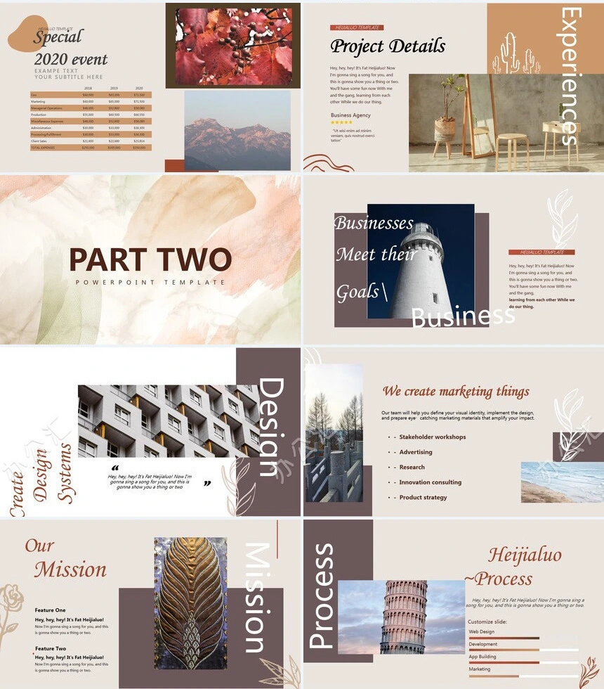 莫兰迪风格通用PPT模板(42)