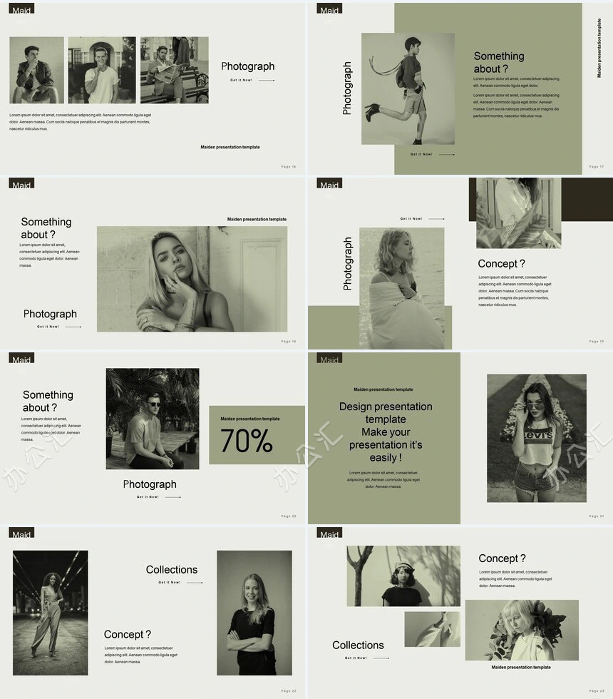 莫兰迪风格通用PPT模板(48)