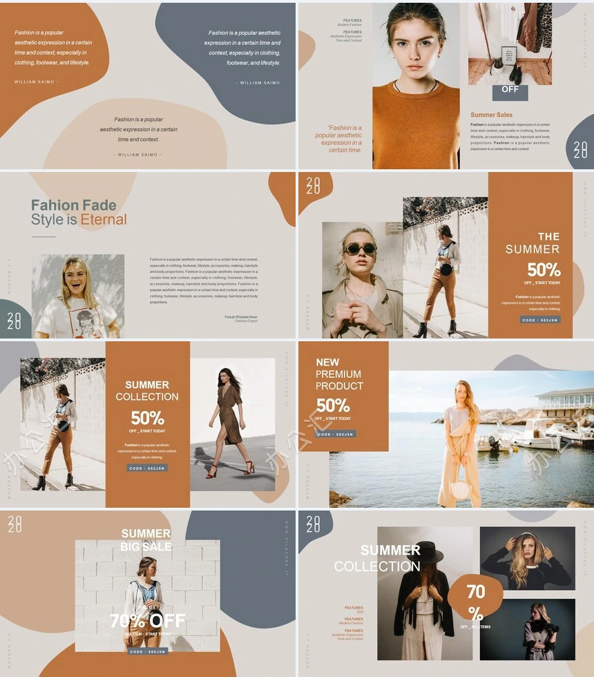 莫兰迪风格通用PPT模板(59)