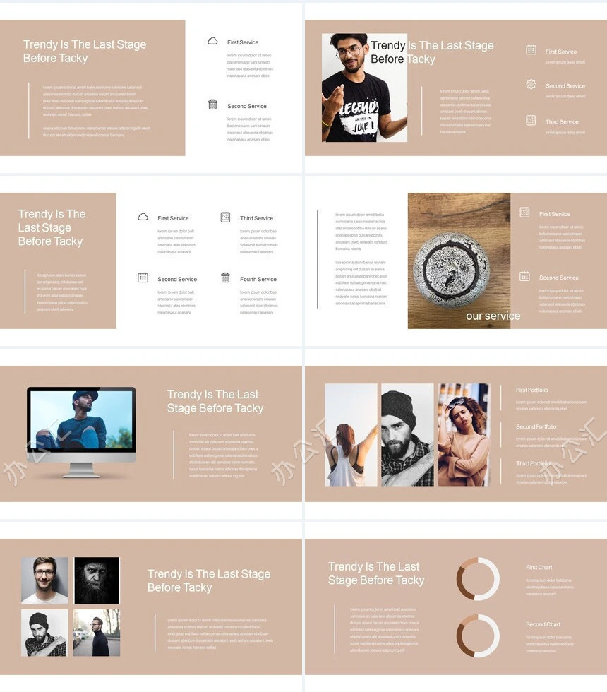 莫兰迪风格通用PPT模板(6)