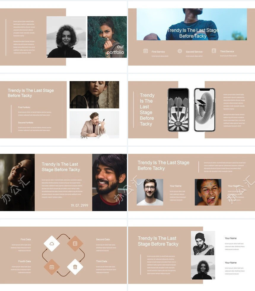 莫兰迪风格通用PPT模板(6)