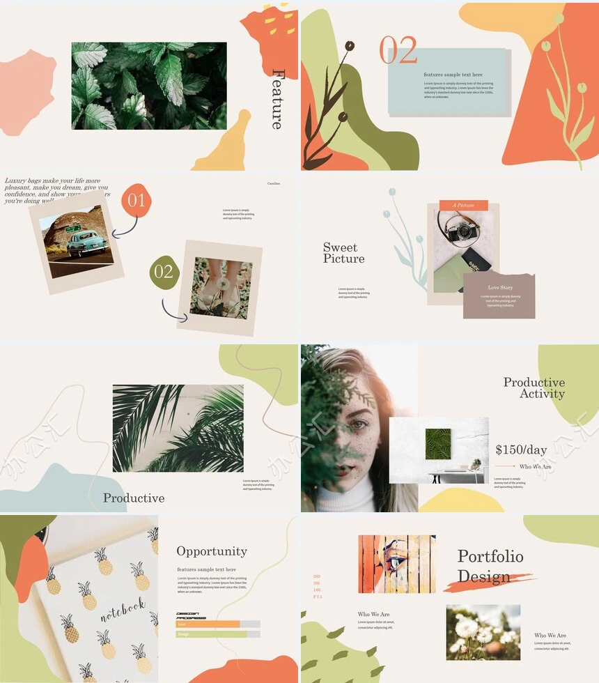 莫兰迪风格通用PPT模板(63)