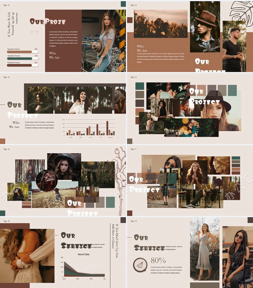 莫兰迪风格通用PPT模板(65)