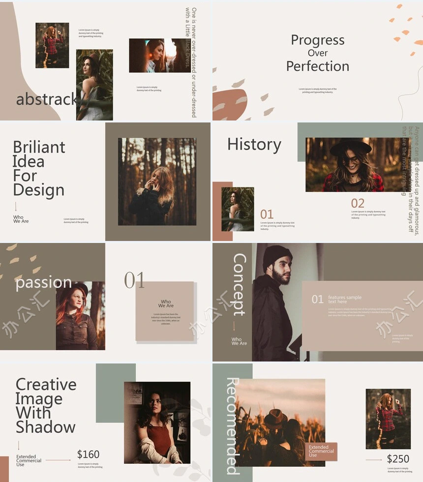 莫兰迪风格通用PPT模板(66)