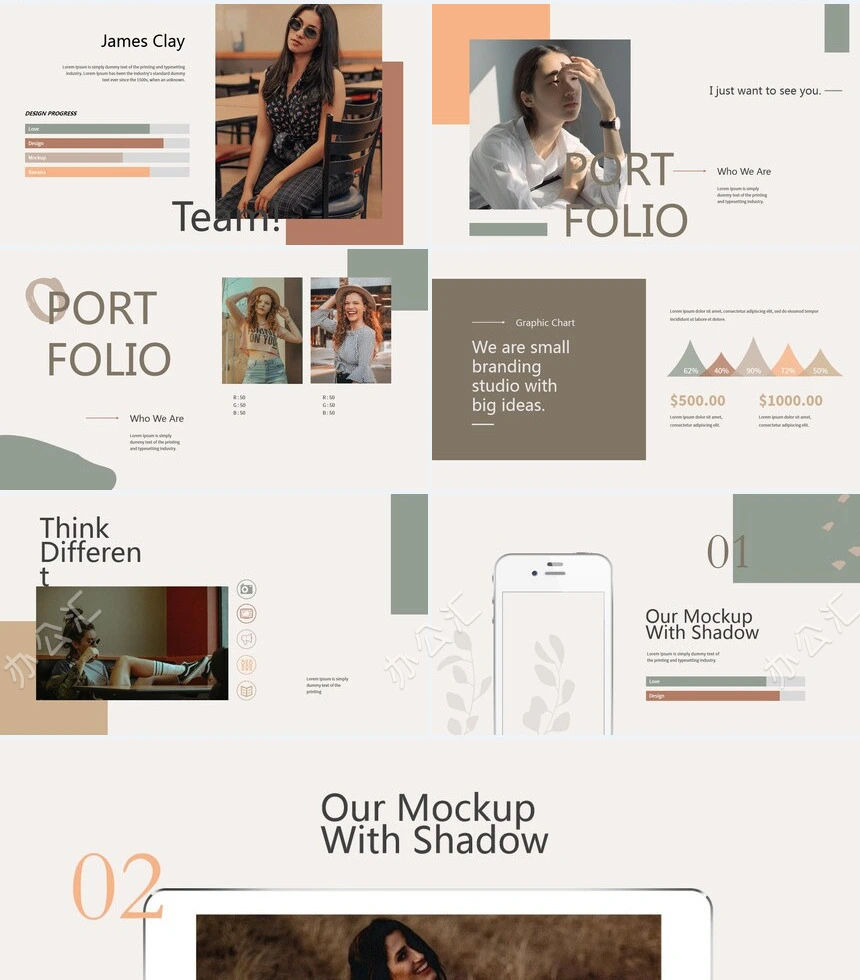 莫兰迪风格通用PPT模板(66)