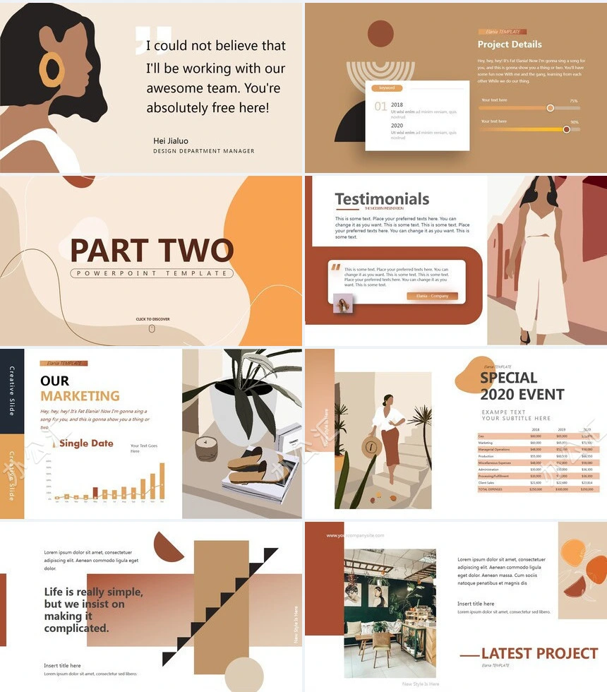 莫兰迪风格通用PPT模板(71)