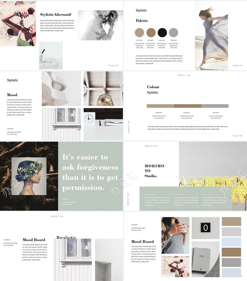 莫兰迪风格通用PPT模板(9)