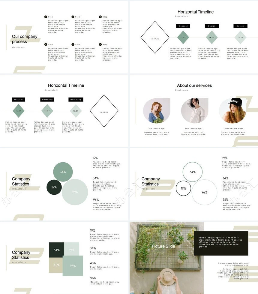 森系小清新通用PPT模板(16)