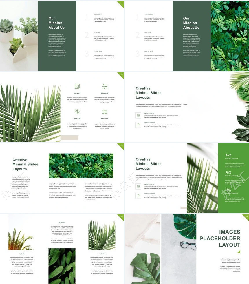 森系小清新通用PPT模板(18)