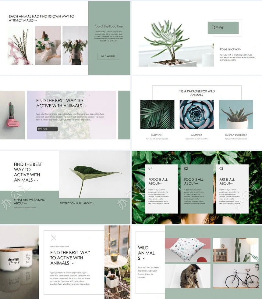 森系小清新通用PPT模板(7)