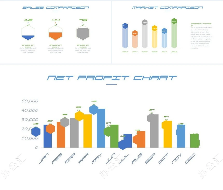10款思维导图多边形数据PPT图表