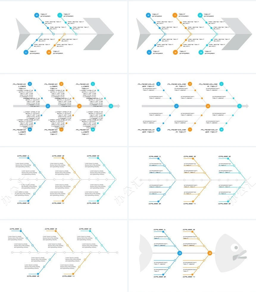 38款鱼骨图可视化图表数据PPT图表