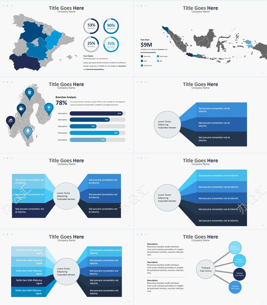 39款思维导图多边形数据PPT图表