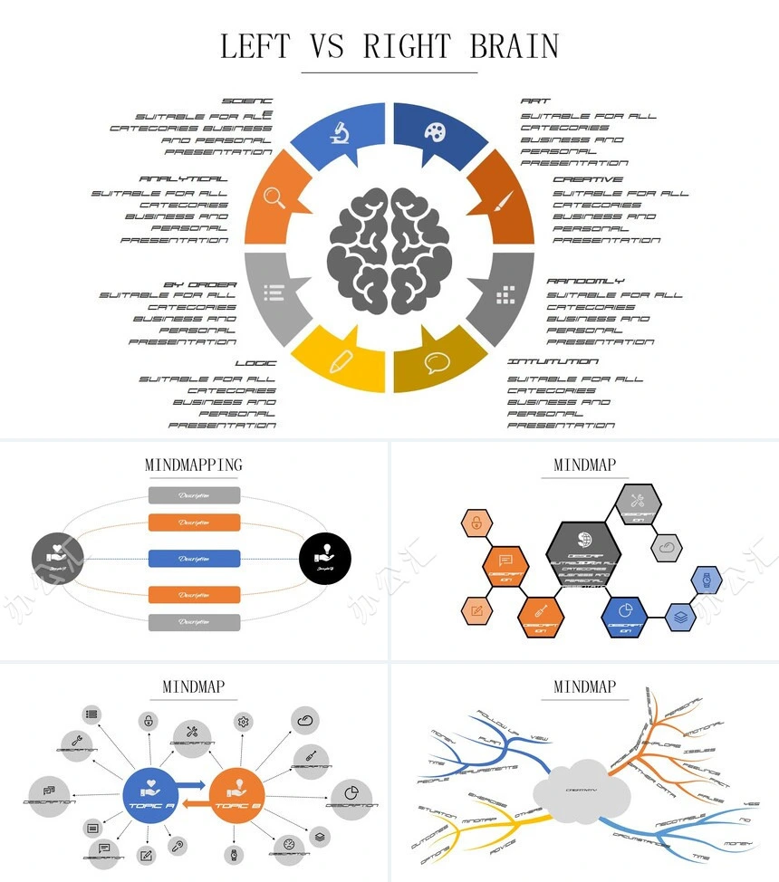 5款思维导图可视化图表PPT模板(3)