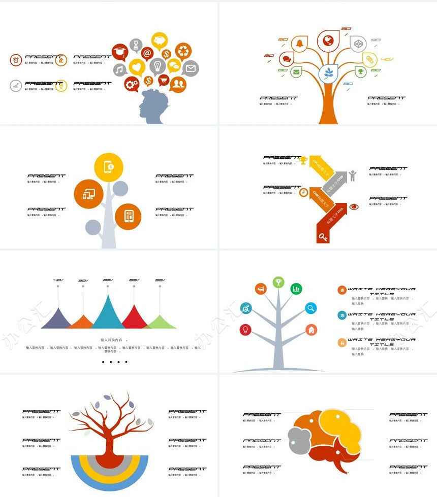 树状可视化图表集PPT模板
