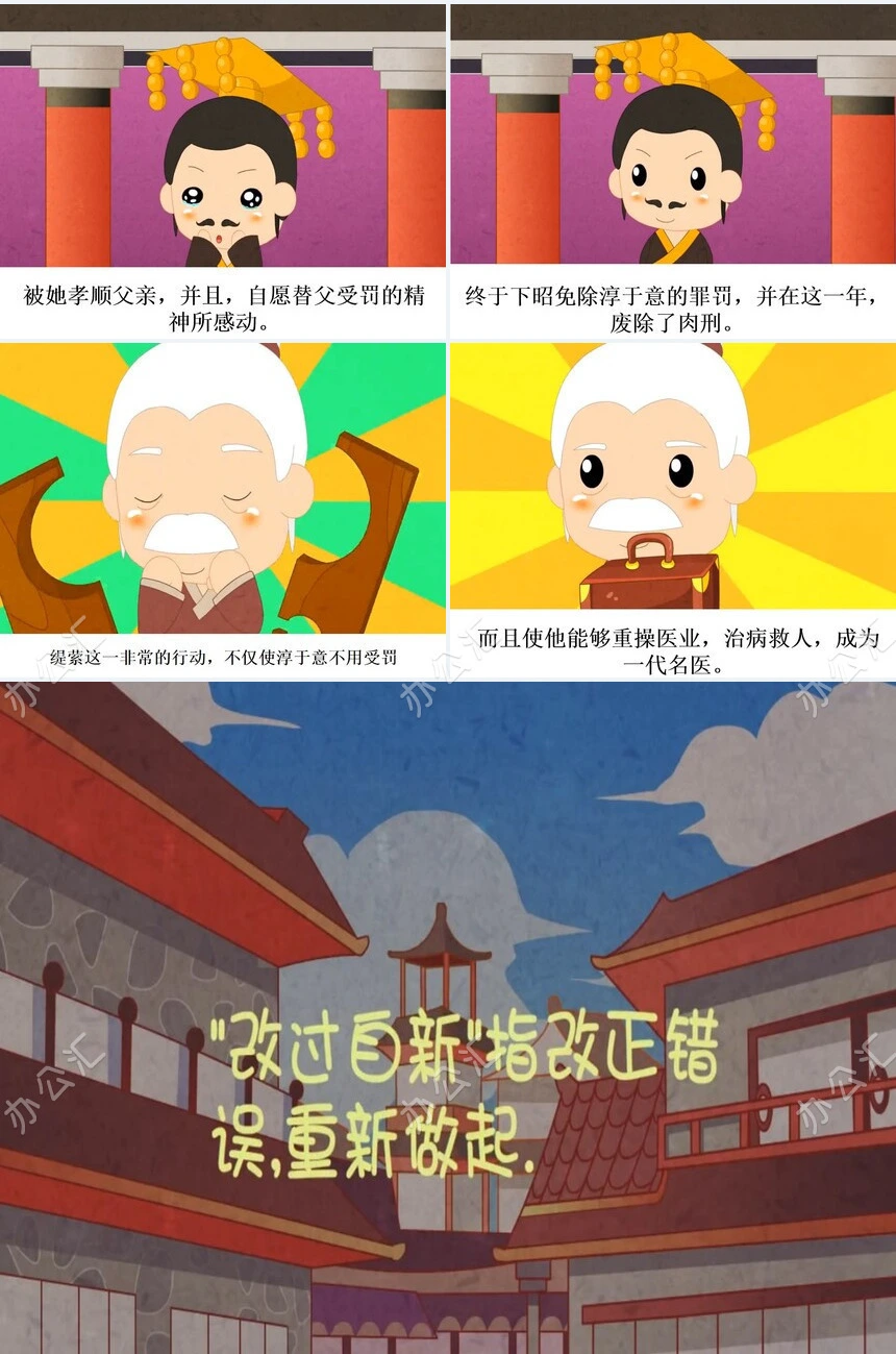 改过自新成语故事PPT模板