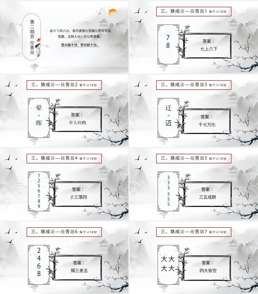 汉字听写大赛成语故事PPT模板(3)