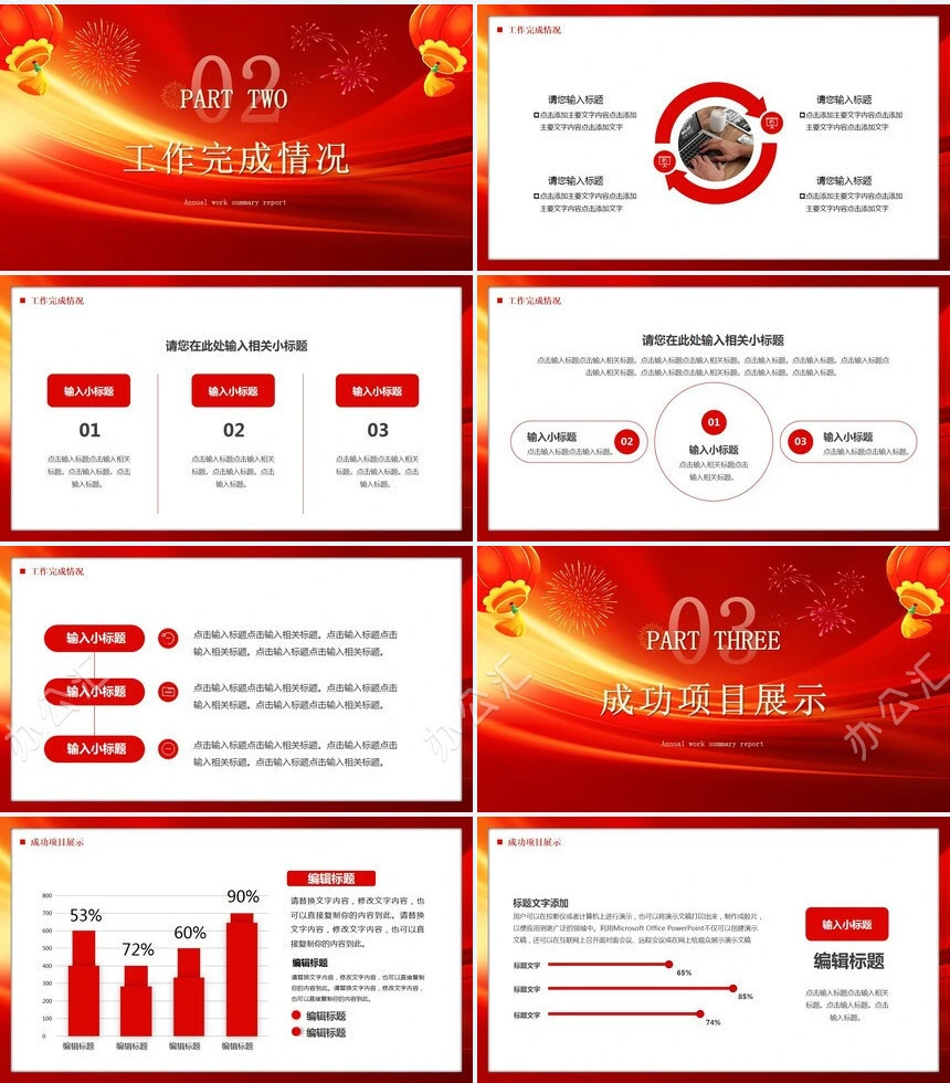 年终总结新年计划述职报告通用PPT模板(2)